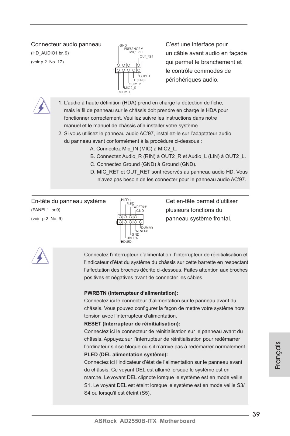 Français | ASRock AD2550B-ITX User Manual | Page 39 / 140