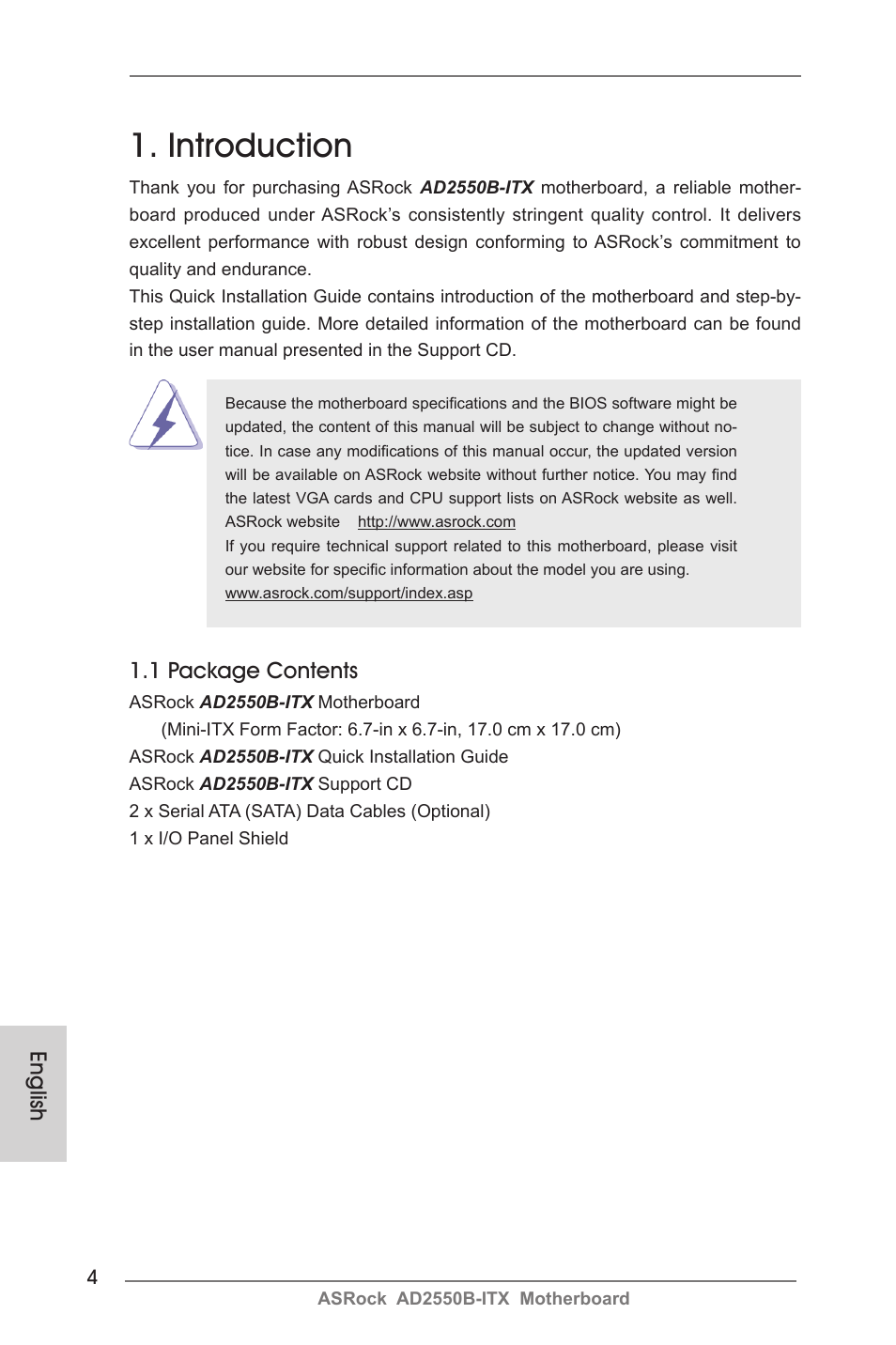 Introduction | ASRock AD2550B-ITX User Manual | Page 4 / 140