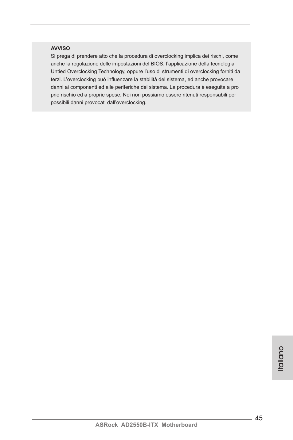 Italiano | ASRock AD2550B-ITX User Manual | Page 45 / 140