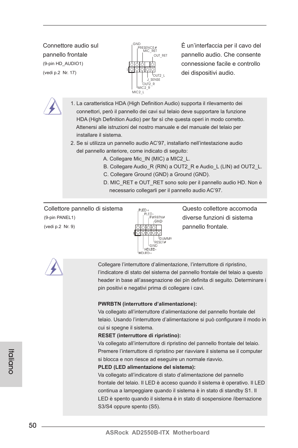 Italiano | ASRock AD2550B-ITX User Manual | Page 50 / 140