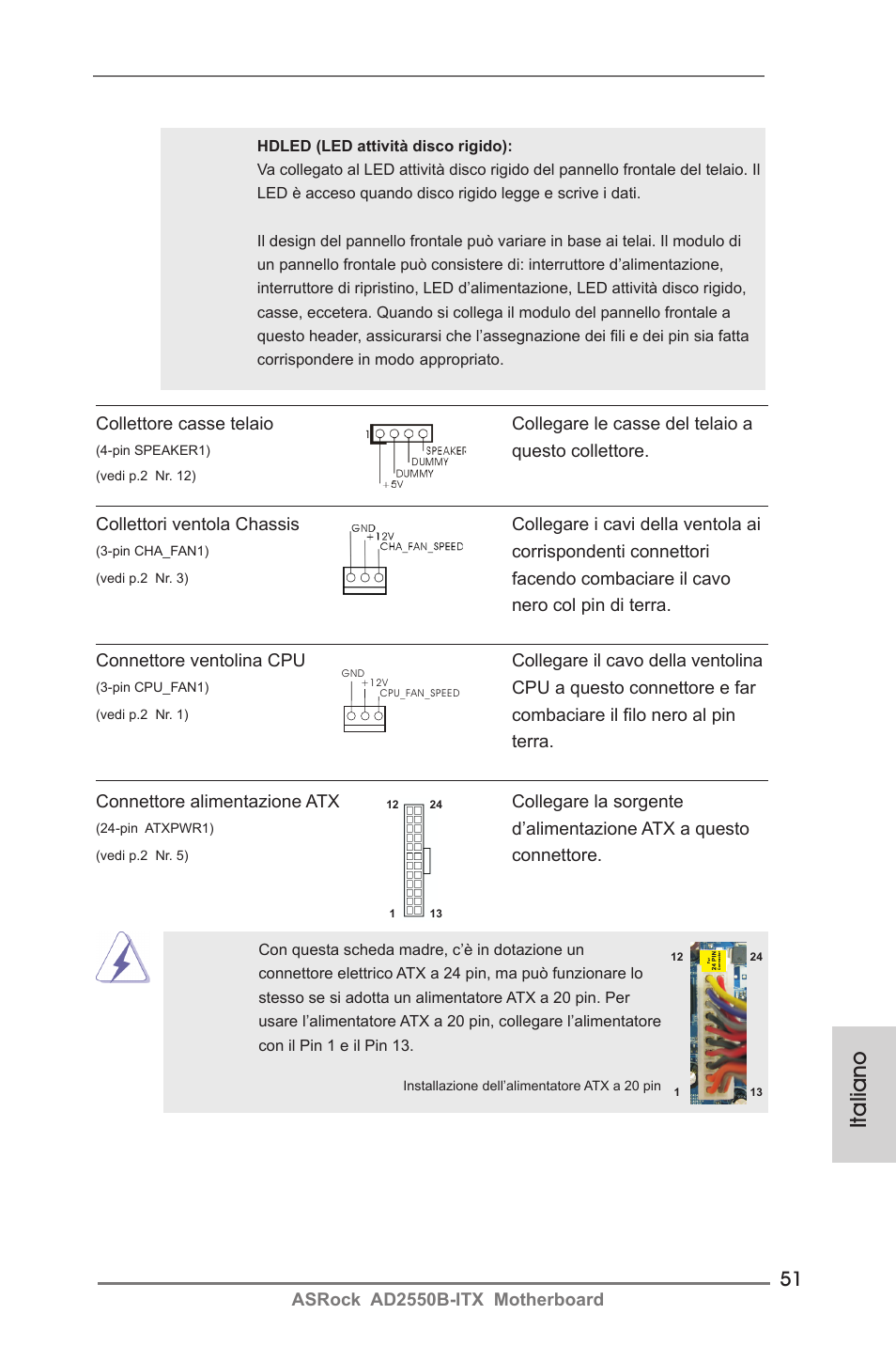 Italiano | ASRock AD2550B-ITX User Manual | Page 51 / 140