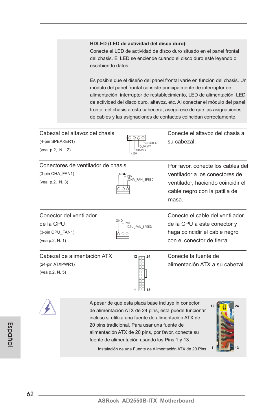 Español | ASRock AD2550B-ITX User Manual | Page 62 / 140