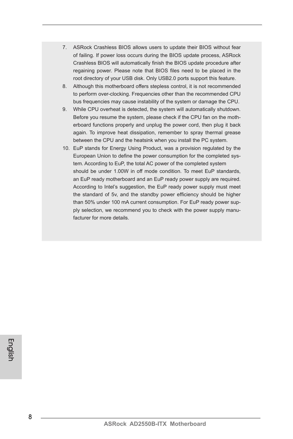 English | ASRock AD2550B-ITX User Manual | Page 8 / 140