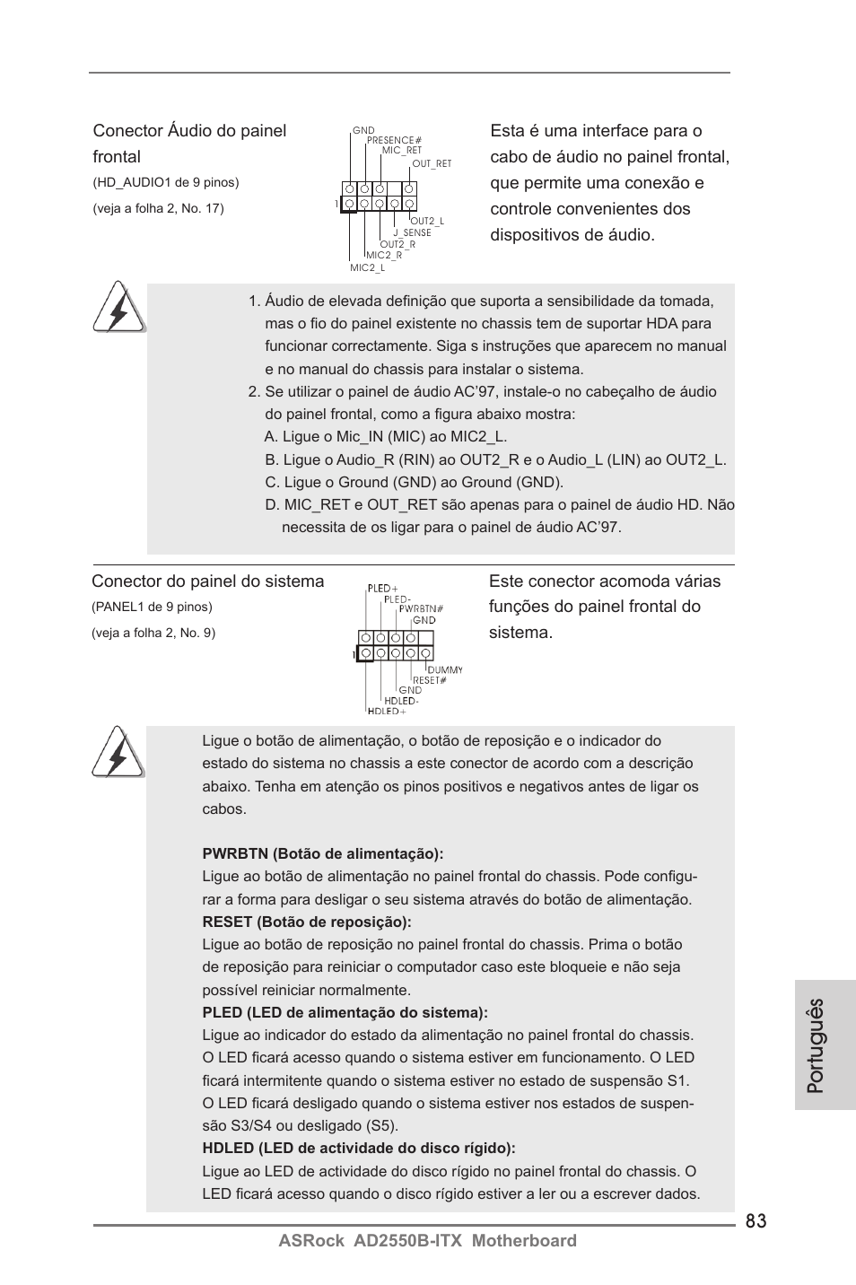 Por tuguês | ASRock AD2550B-ITX User Manual | Page 83 / 140