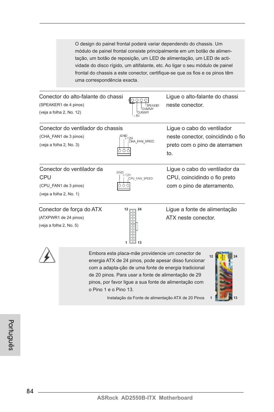 Por tuguês | ASRock AD2550B-ITX User Manual | Page 84 / 140
