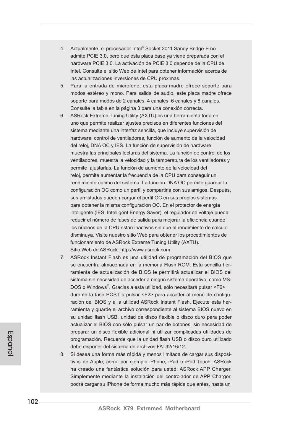 Español | ASRock X79 Extreme4 User Manual | Page 102 / 218