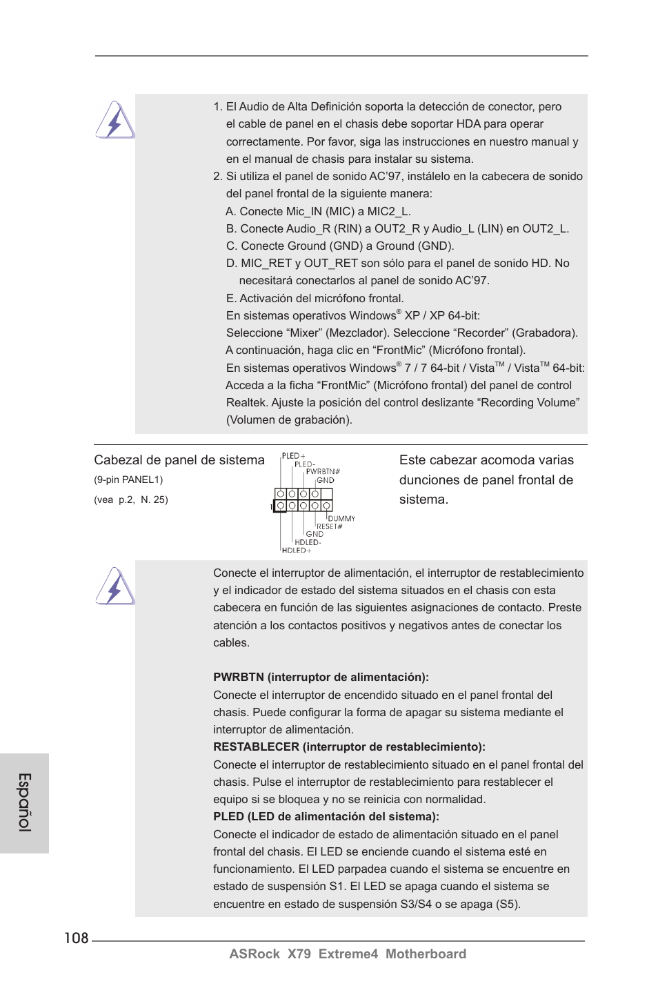Español | ASRock X79 Extreme4 User Manual | Page 108 / 218