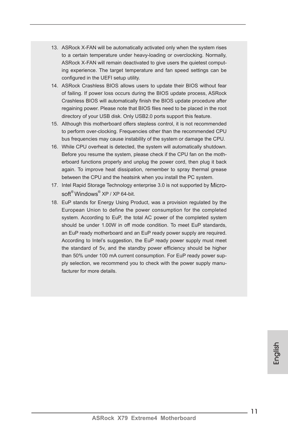 English | ASRock X79 Extreme4 User Manual | Page 11 / 218