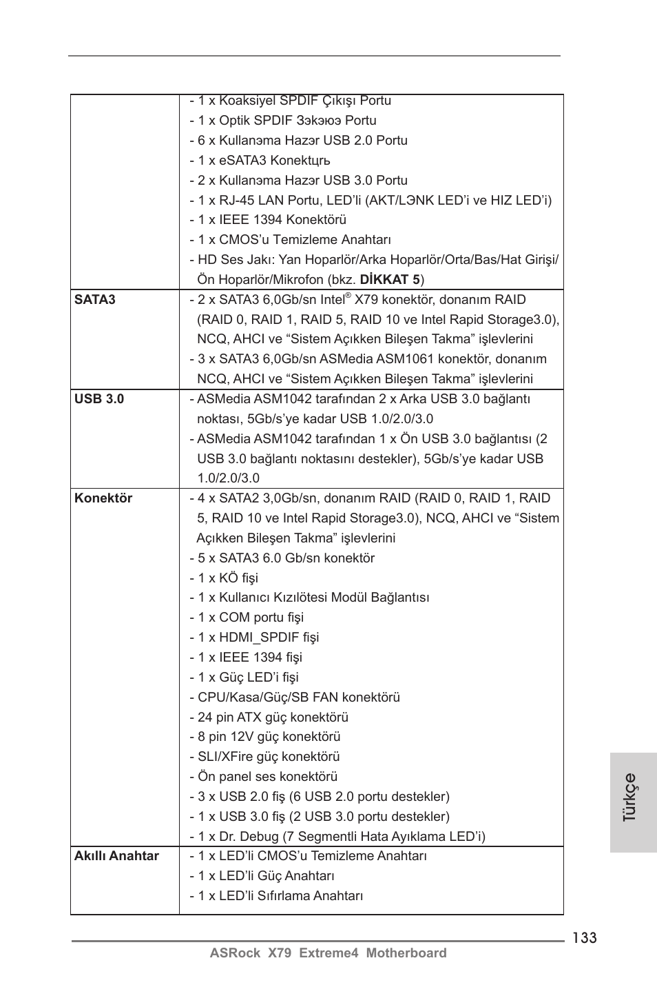 Türkçe | ASRock X79 Extreme4 User Manual | Page 133 / 218