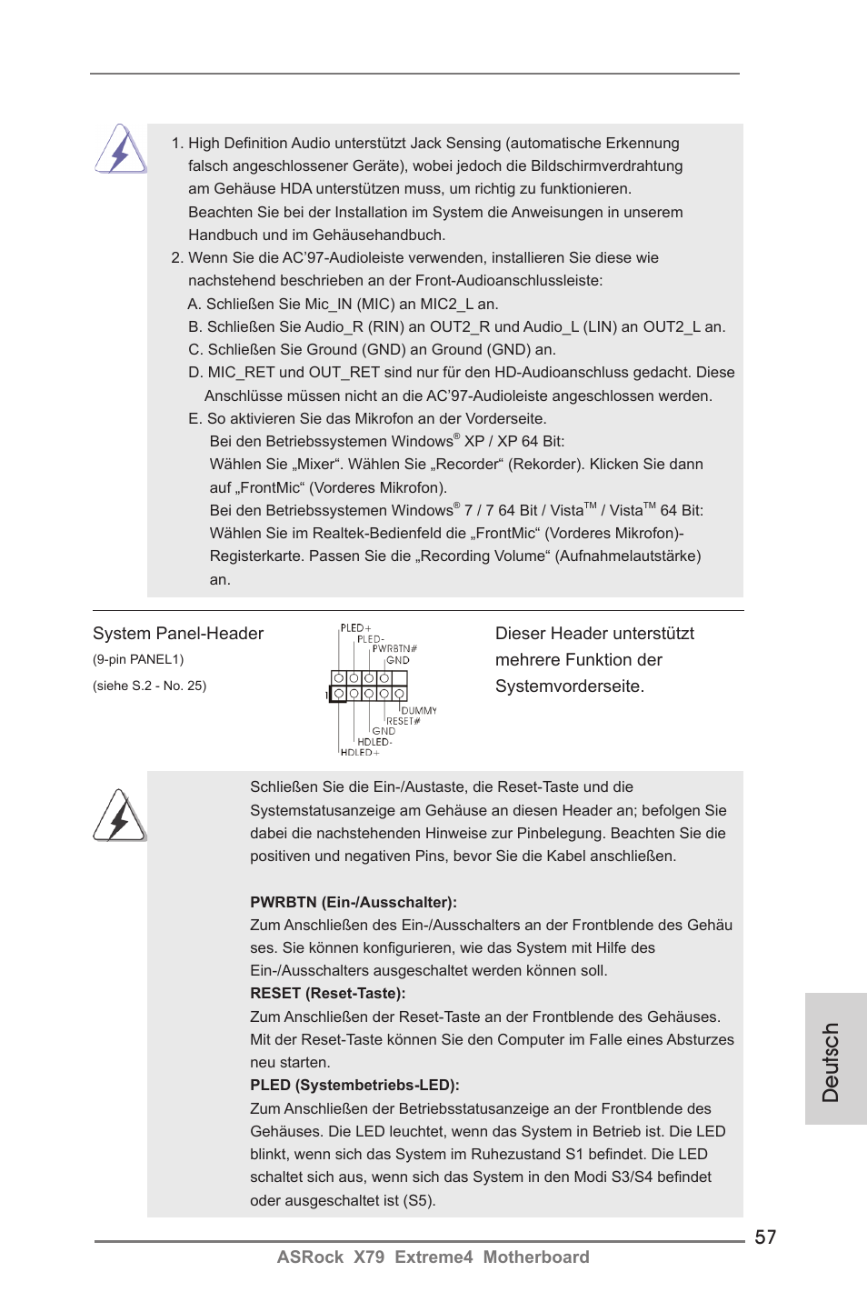 Deutsch | ASRock X79 Extreme4 User Manual | Page 57 / 218