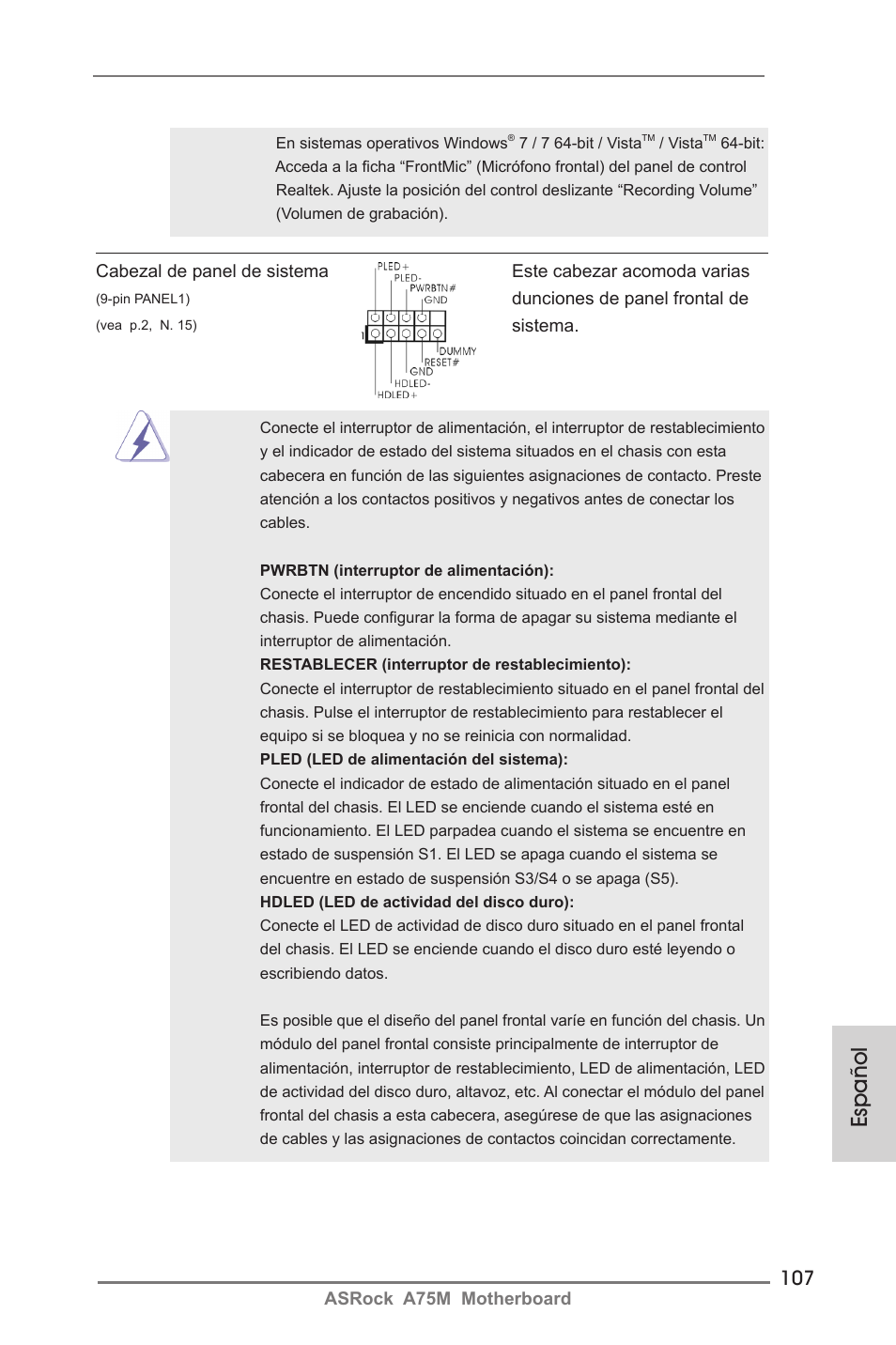 Español | ASRock A75M User Manual | Page 107 / 234