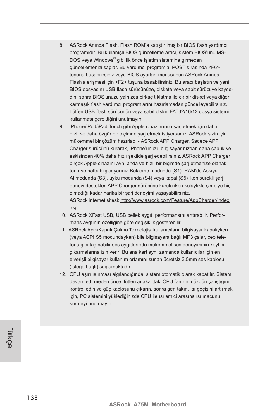 Türkçe | ASRock A75M User Manual | Page 138 / 234