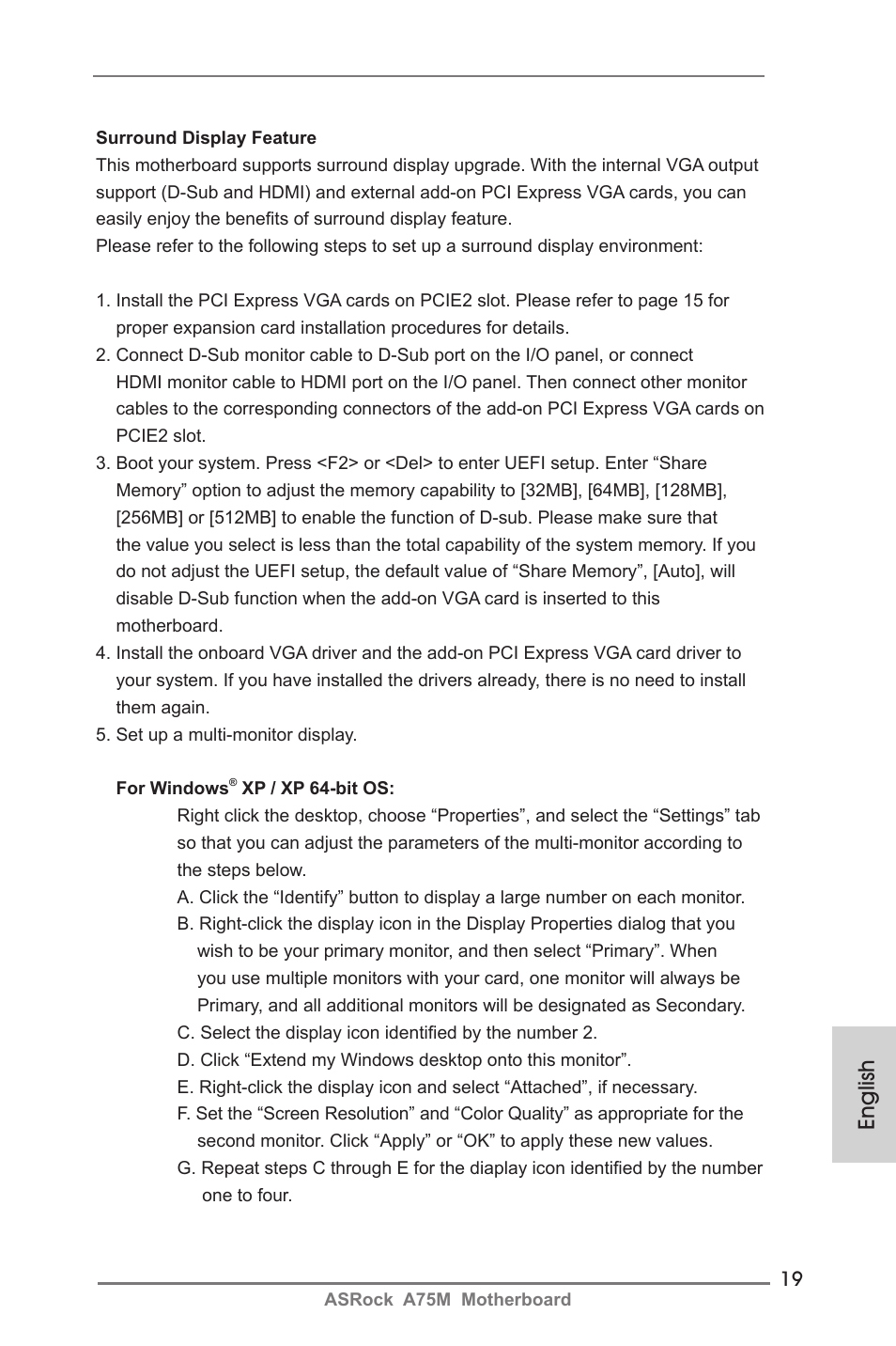 English | ASRock A75M User Manual | Page 19 / 234