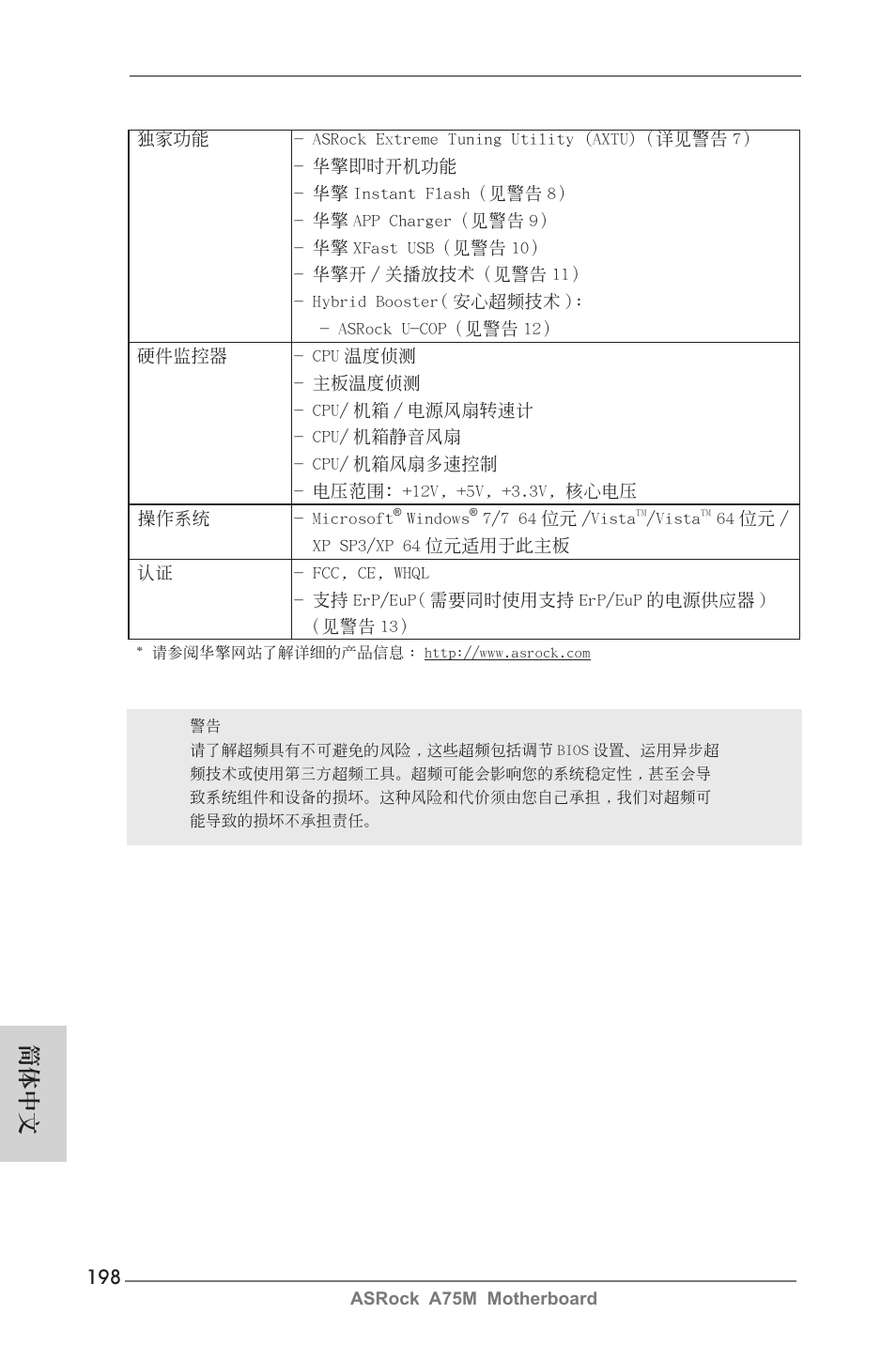 簡體中文 | ASRock A75M User Manual | Page 198 / 234