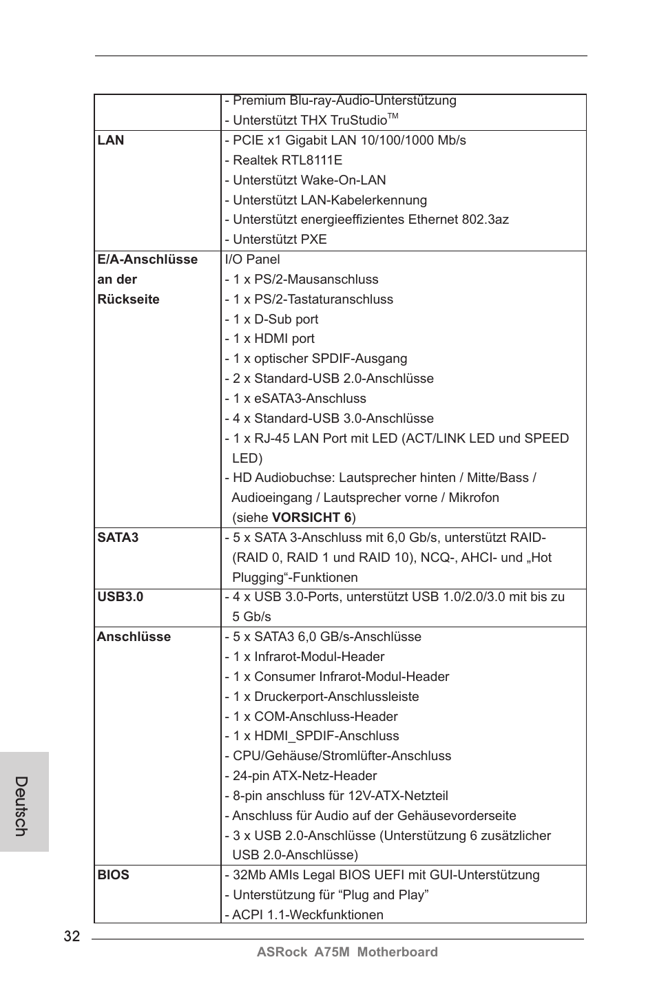 Deutsch | ASRock A75M User Manual | Page 32 / 234