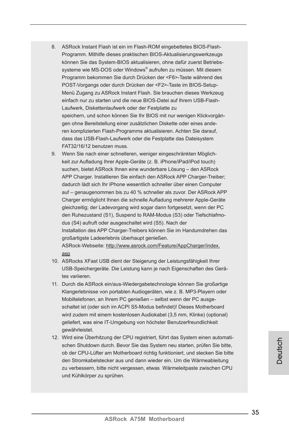 Deutsch | ASRock A75M User Manual | Page 35 / 234