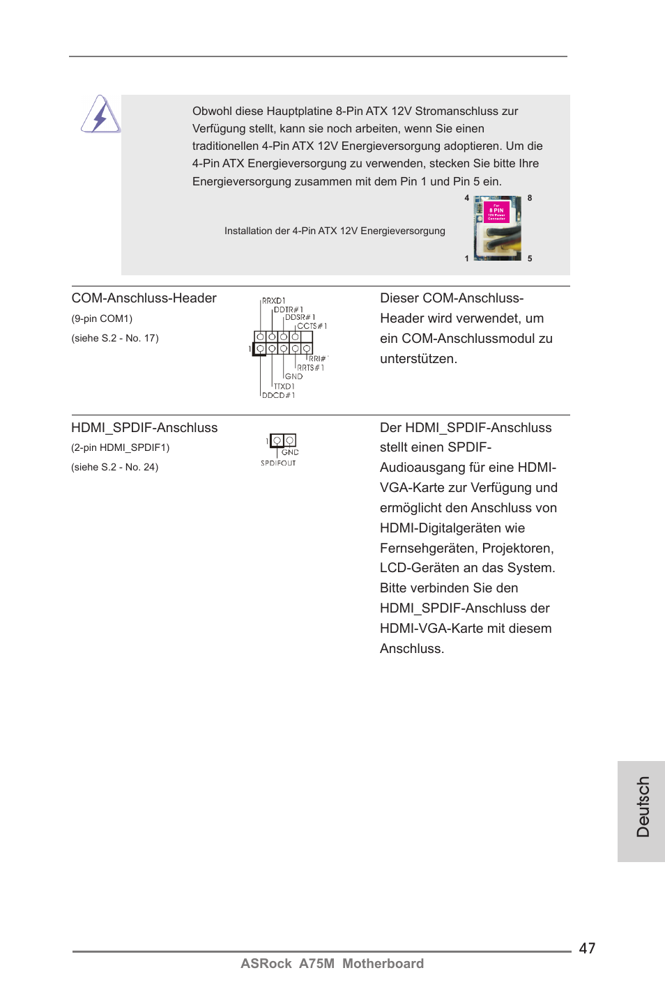 Deutsch | ASRock A75M User Manual | Page 47 / 234