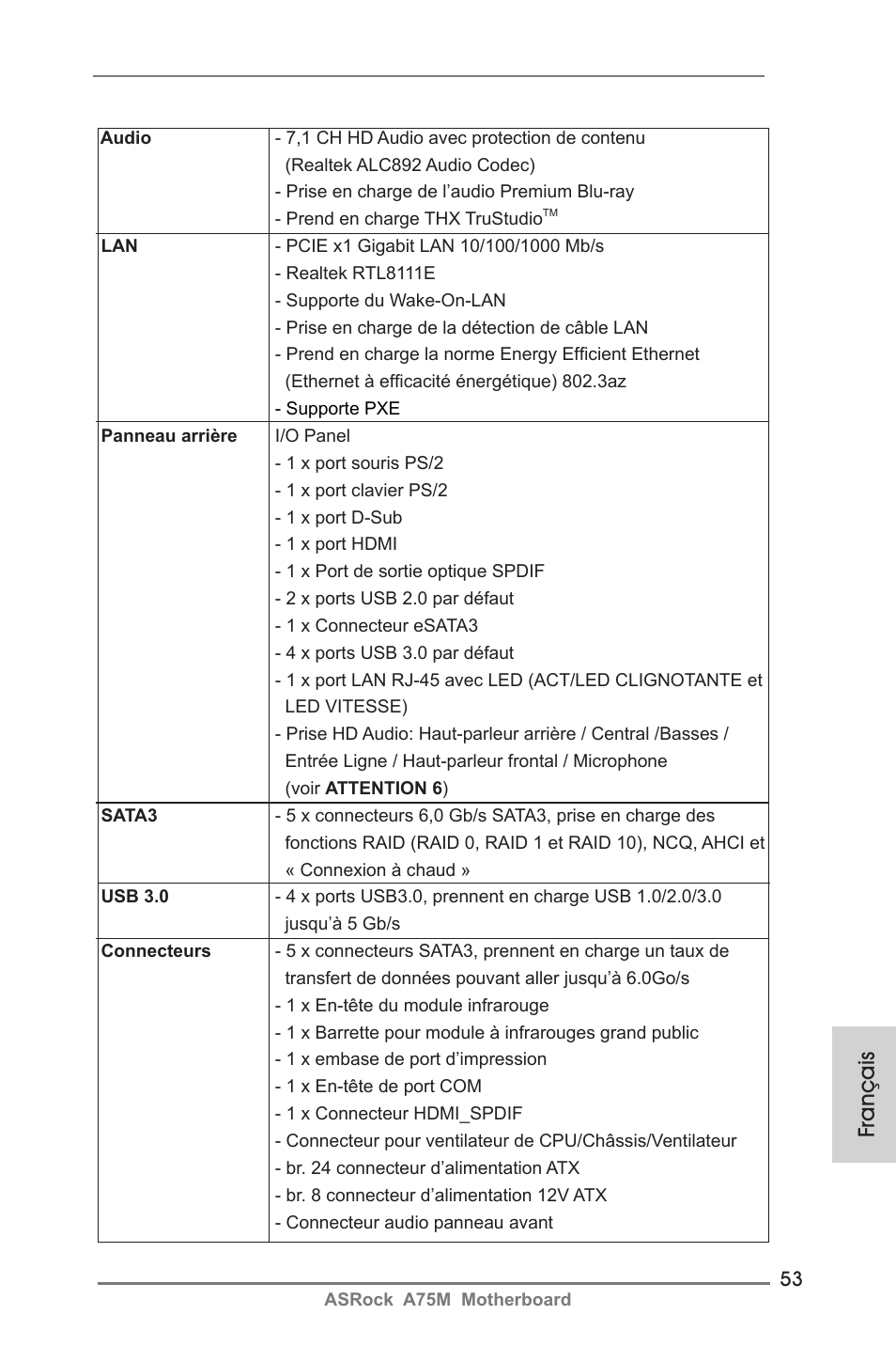 Français | ASRock A75M User Manual | Page 53 / 234