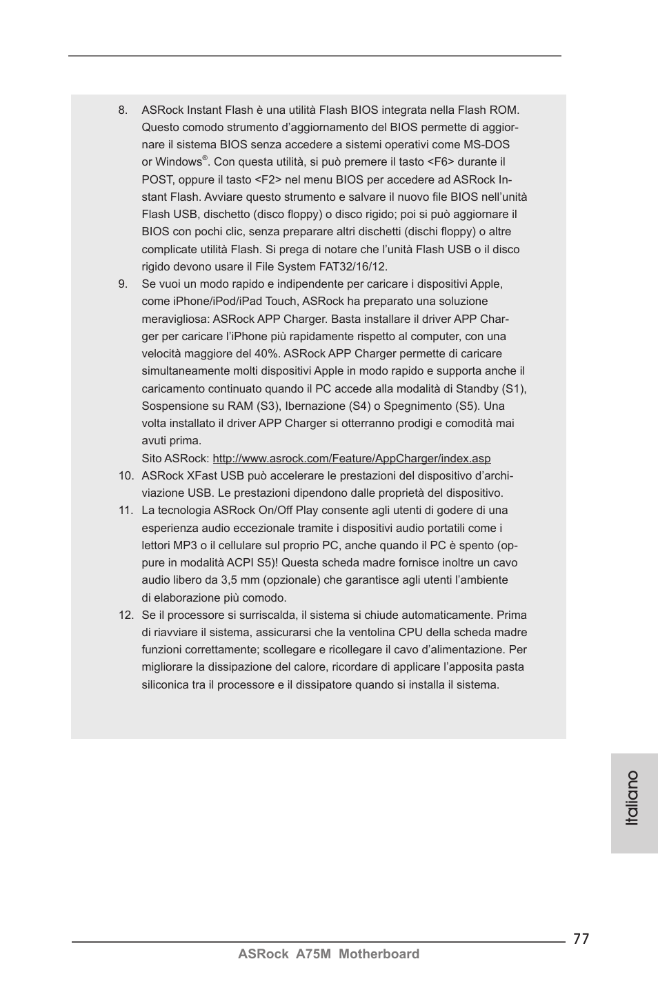 Italiano | ASRock A75M User Manual | Page 77 / 234