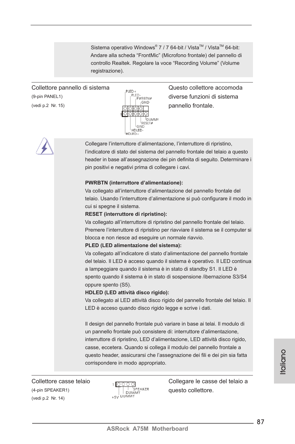 Italiano | ASRock A75M User Manual | Page 87 / 234