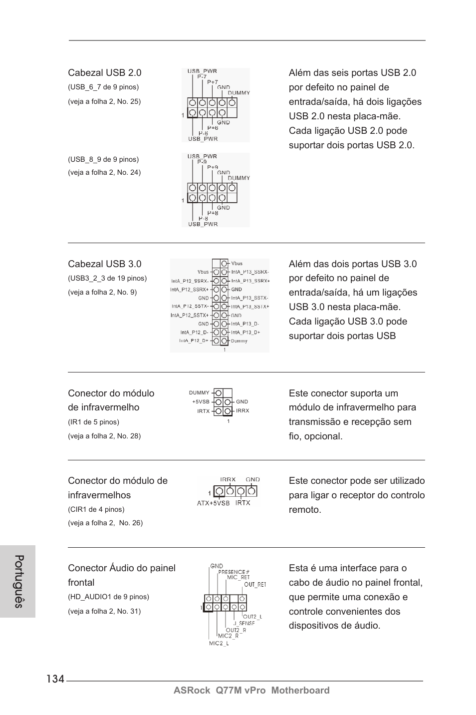 Por tuguês | ASRock Q77M vPro User Manual | Page 134 / 226