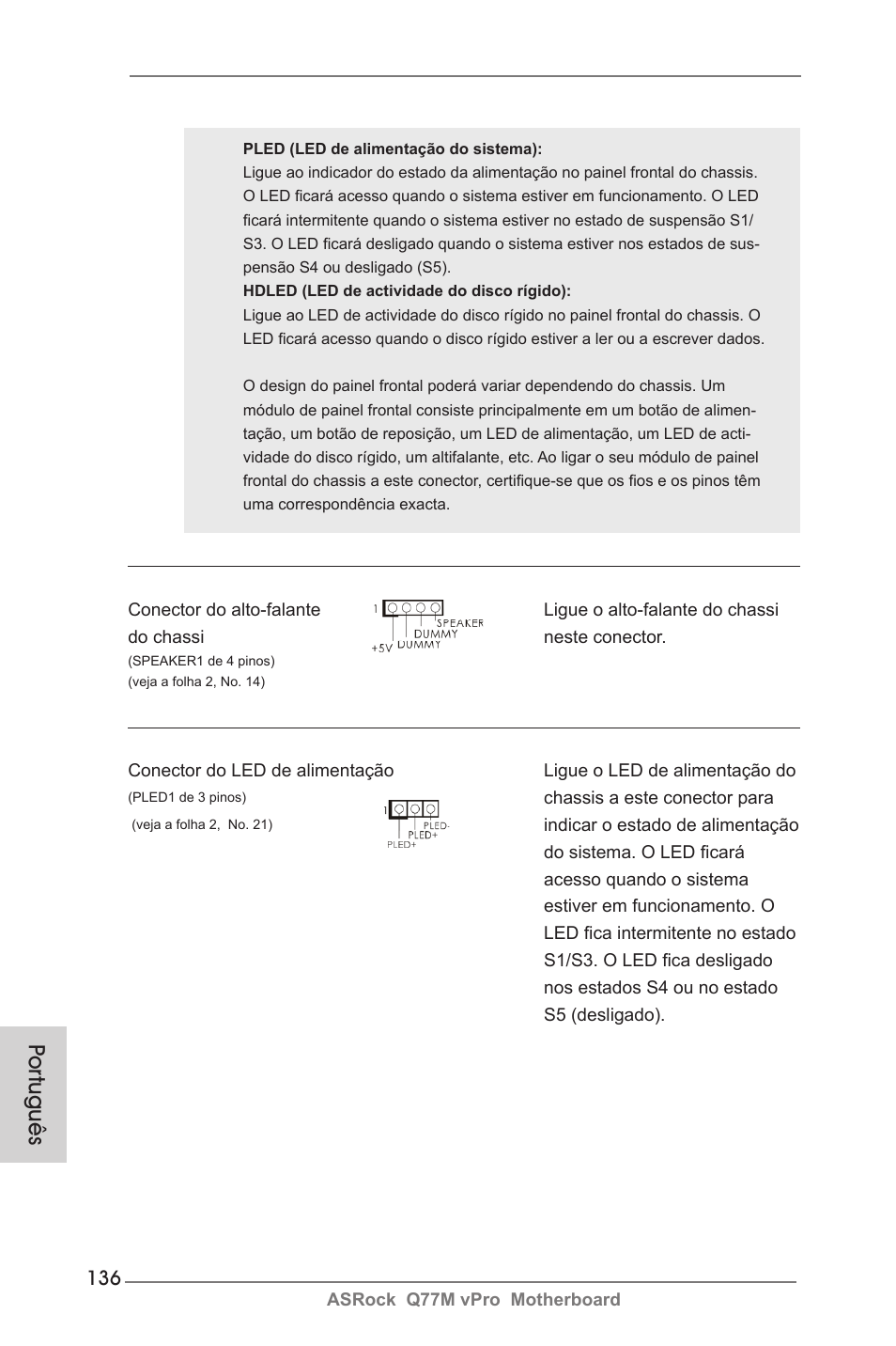 Por tuguês | ASRock Q77M vPro User Manual | Page 136 / 226