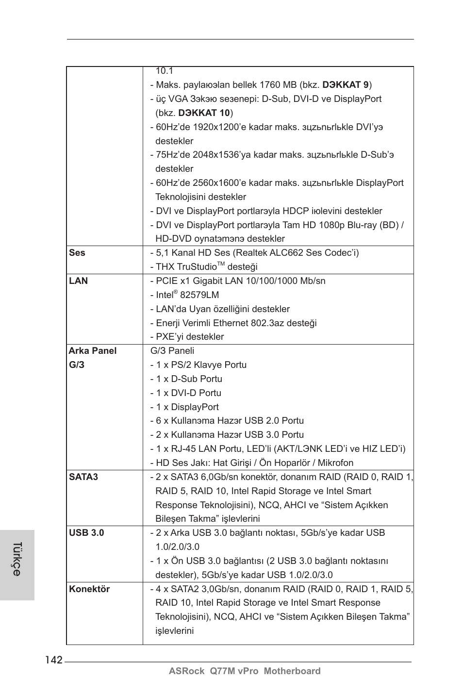 Türkçe | ASRock Q77M vPro User Manual | Page 142 / 226