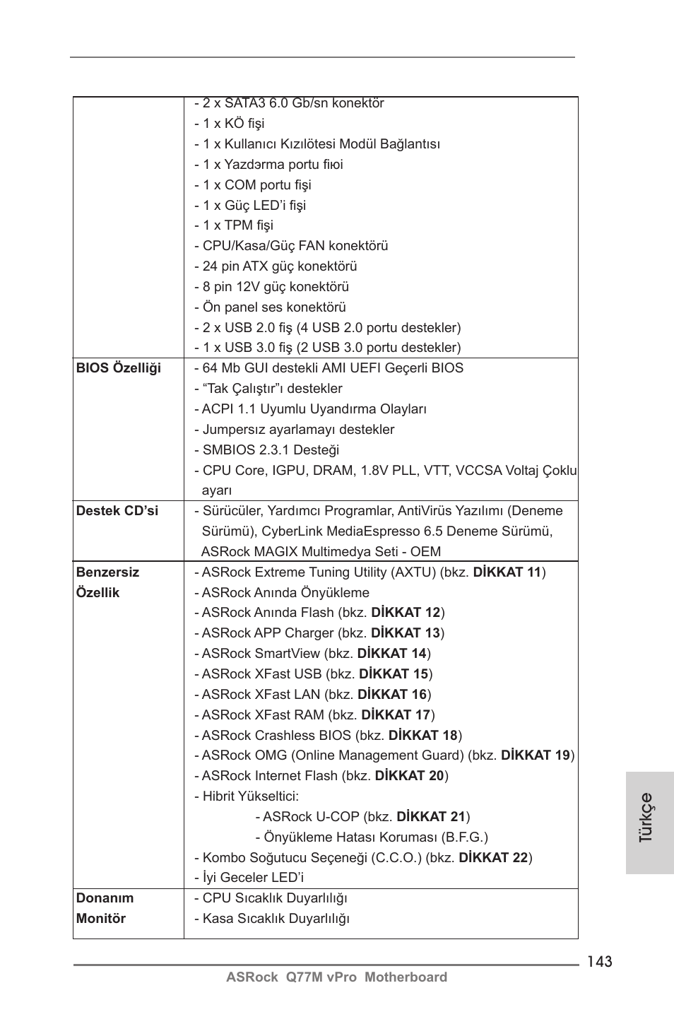 Türkçe | ASRock Q77M vPro User Manual | Page 143 / 226