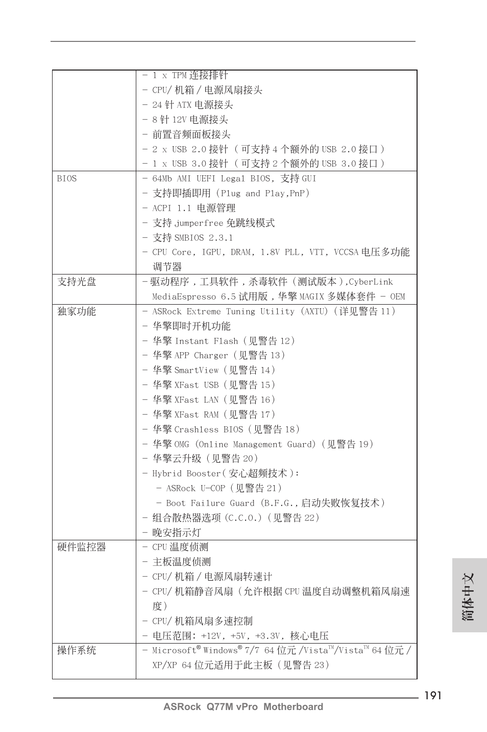 簡體中文 | ASRock Q77M vPro User Manual | Page 191 / 226
