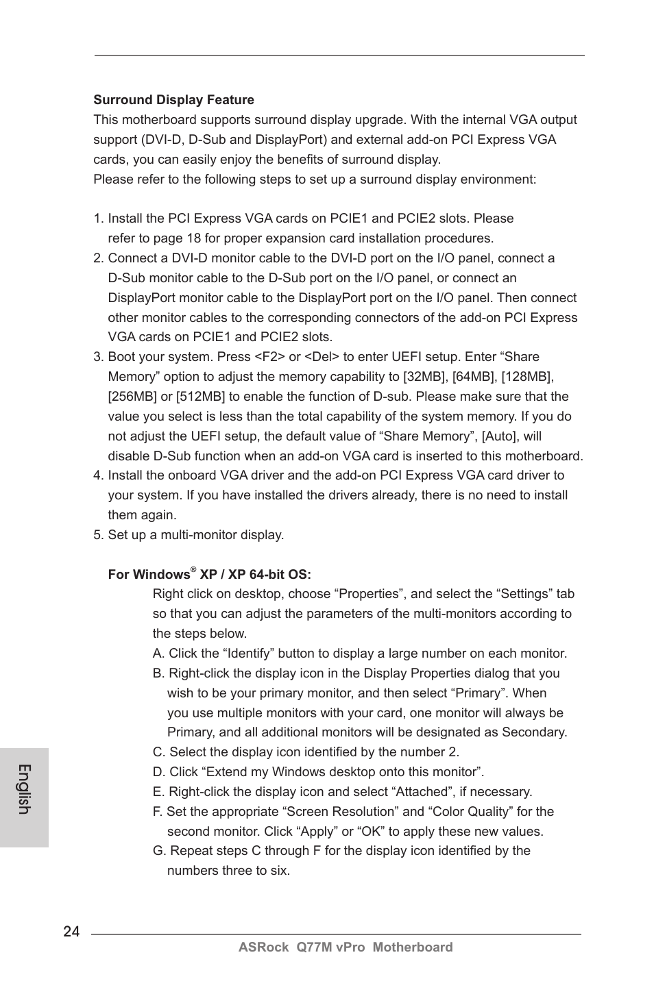 English | ASRock Q77M vPro User Manual | Page 24 / 226