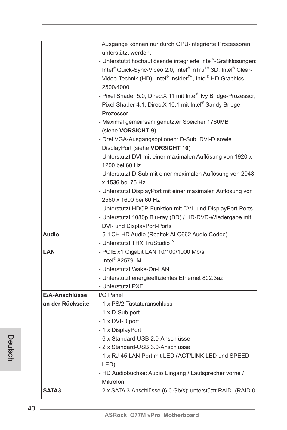 Deutsch | ASRock Q77M vPro User Manual | Page 40 / 226