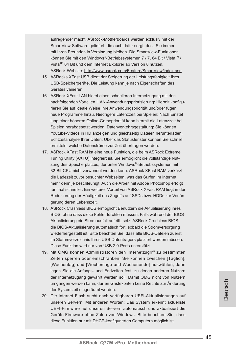 Deutsch | ASRock Q77M vPro User Manual | Page 45 / 226