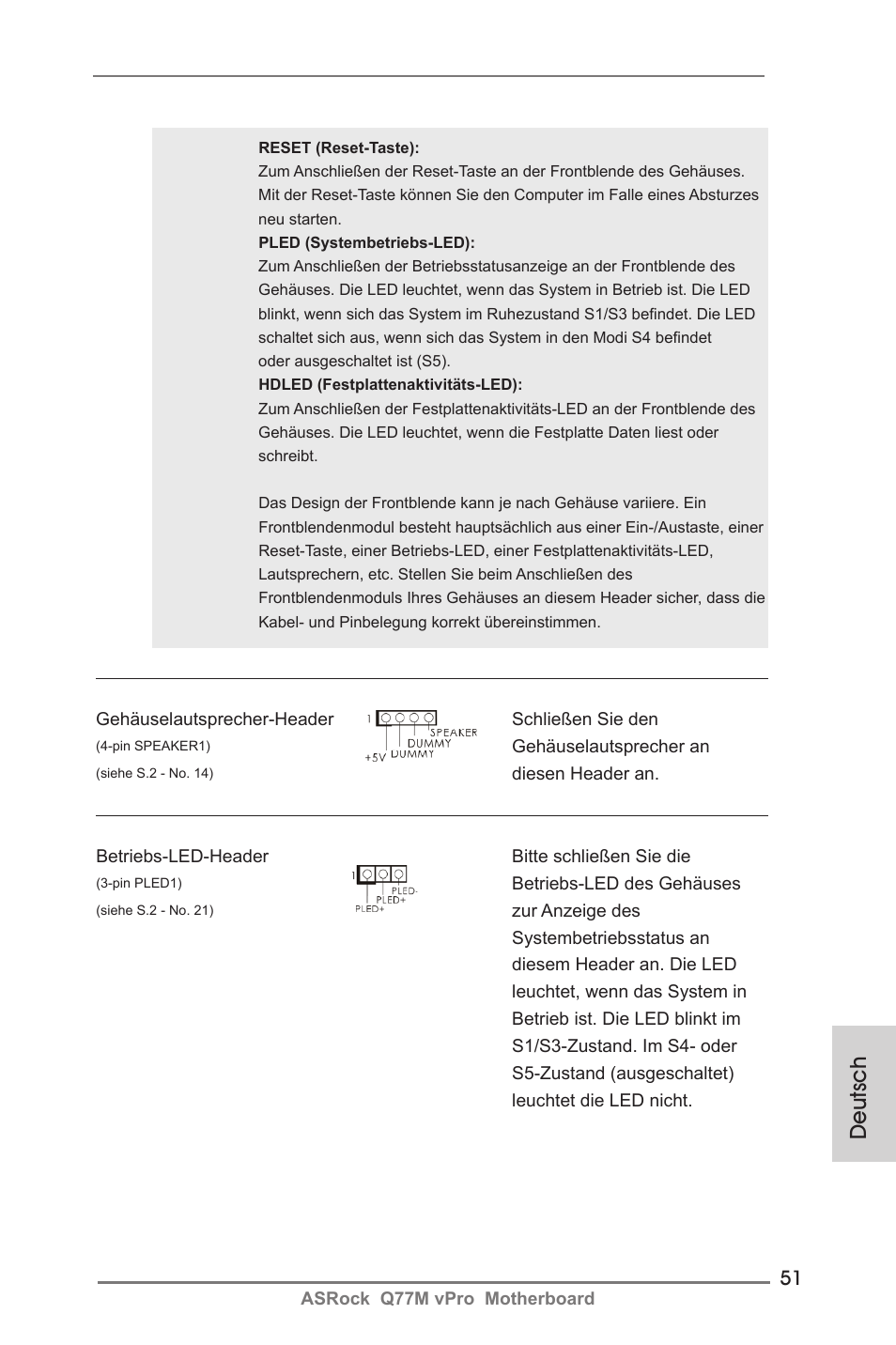 Deutsch | ASRock Q77M vPro User Manual | Page 51 / 226