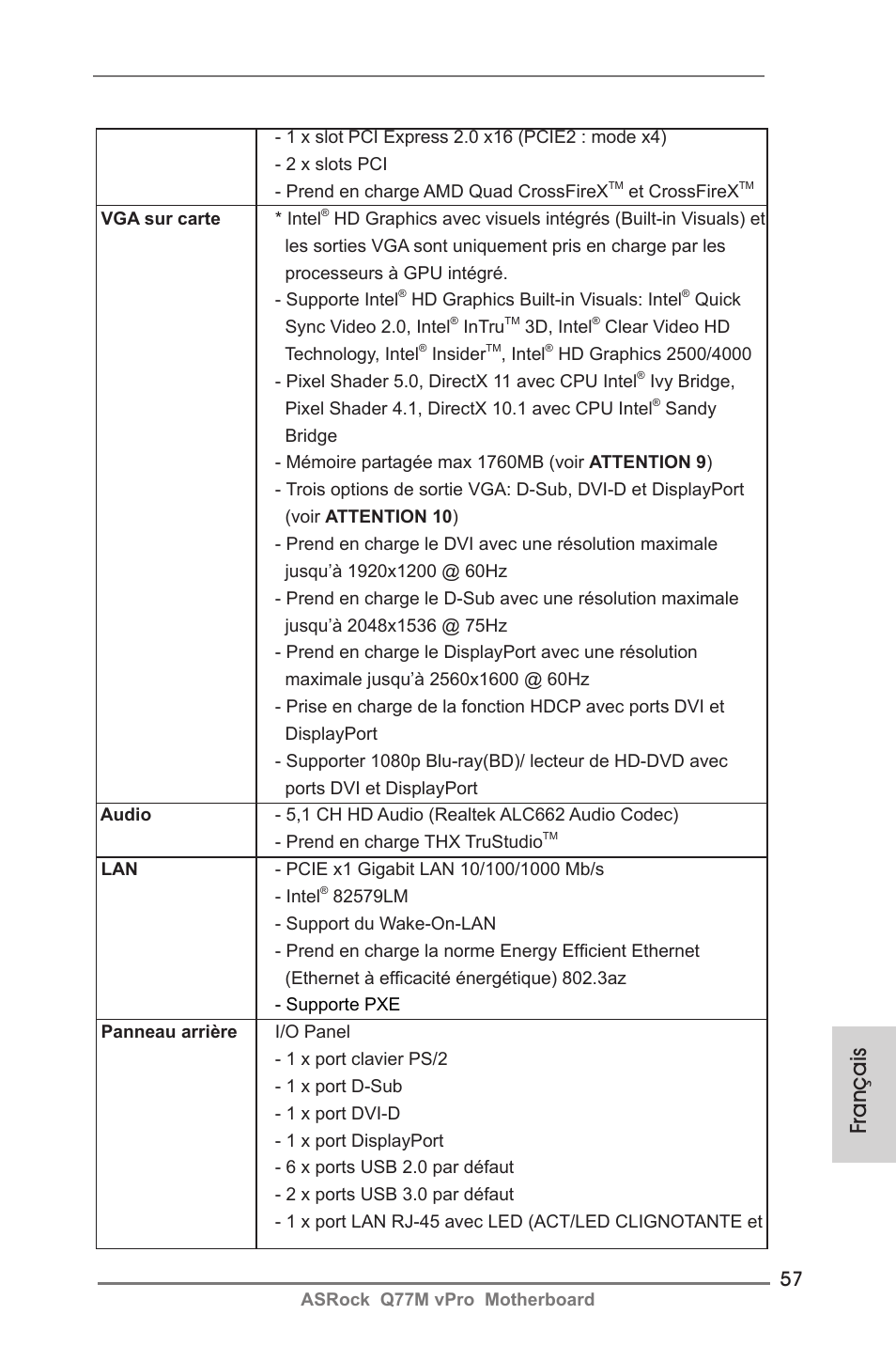 Français | ASRock Q77M vPro User Manual | Page 57 / 226
