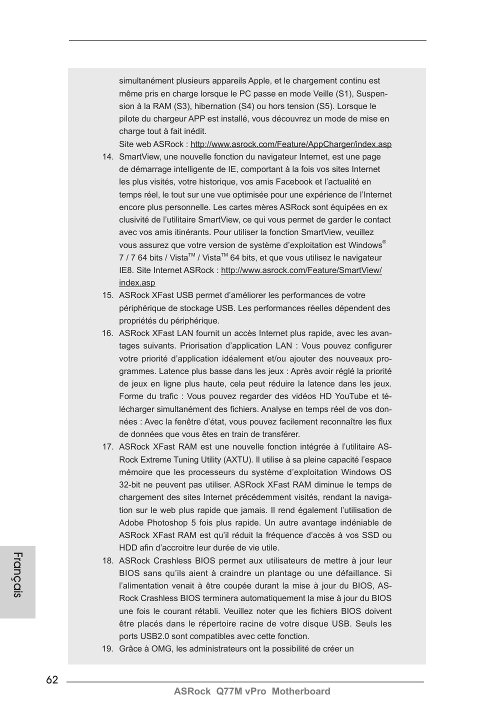 Français | ASRock Q77M vPro User Manual | Page 62 / 226