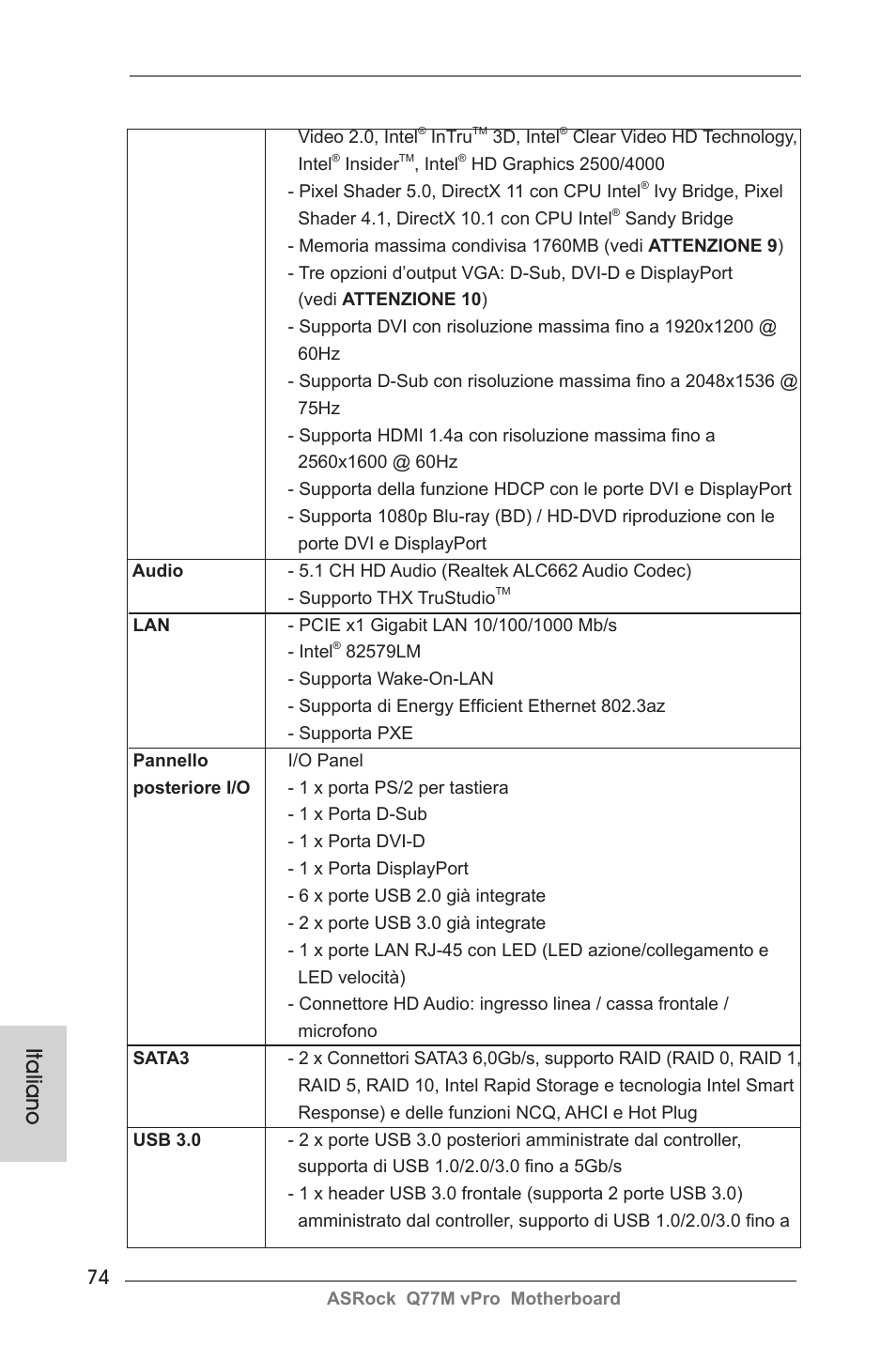 Italiano | ASRock Q77M vPro User Manual | Page 74 / 226