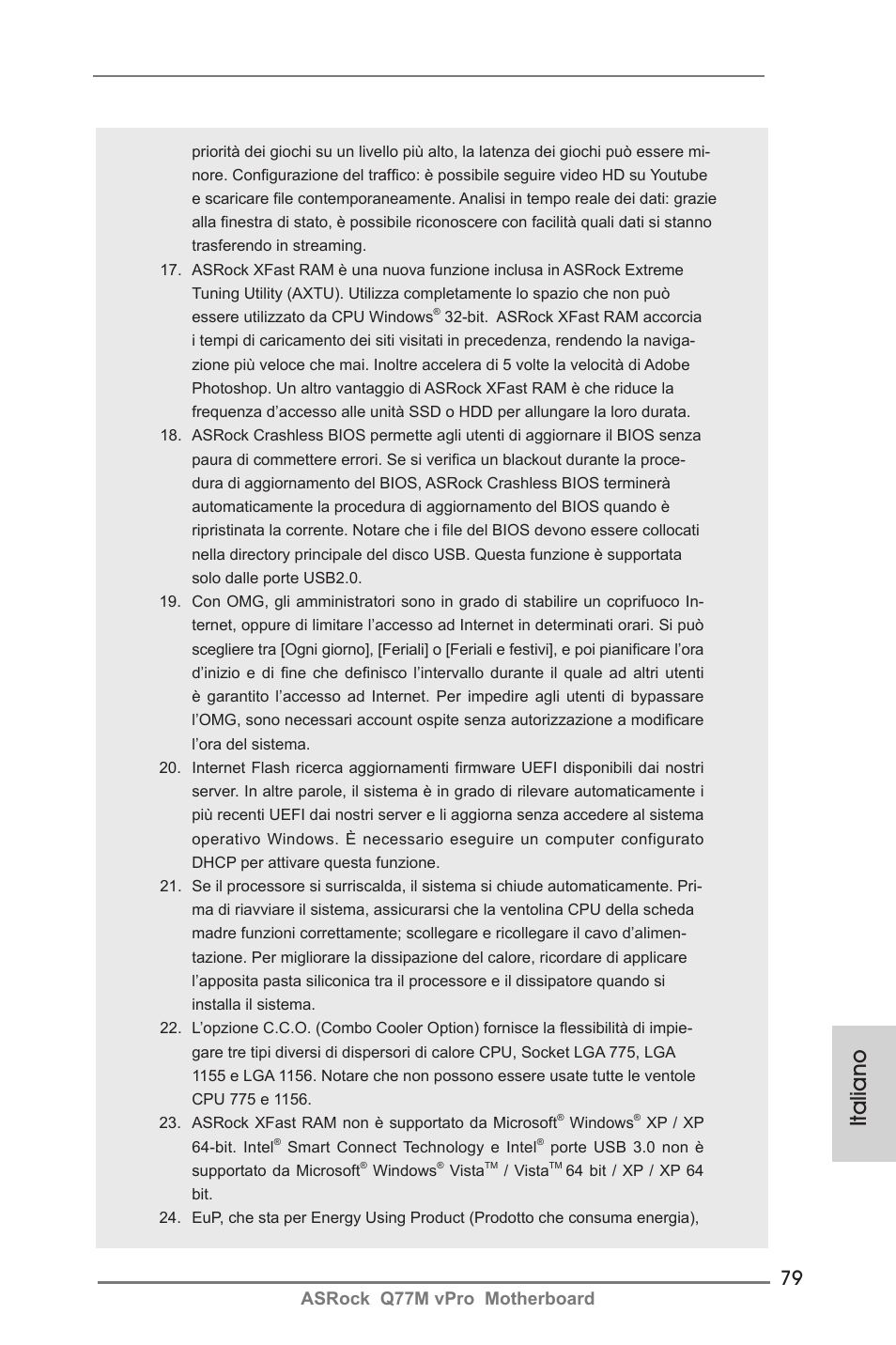 Italiano, Asrock q77m vpro motherboard | ASRock Q77M vPro User Manual | Page 79 / 226