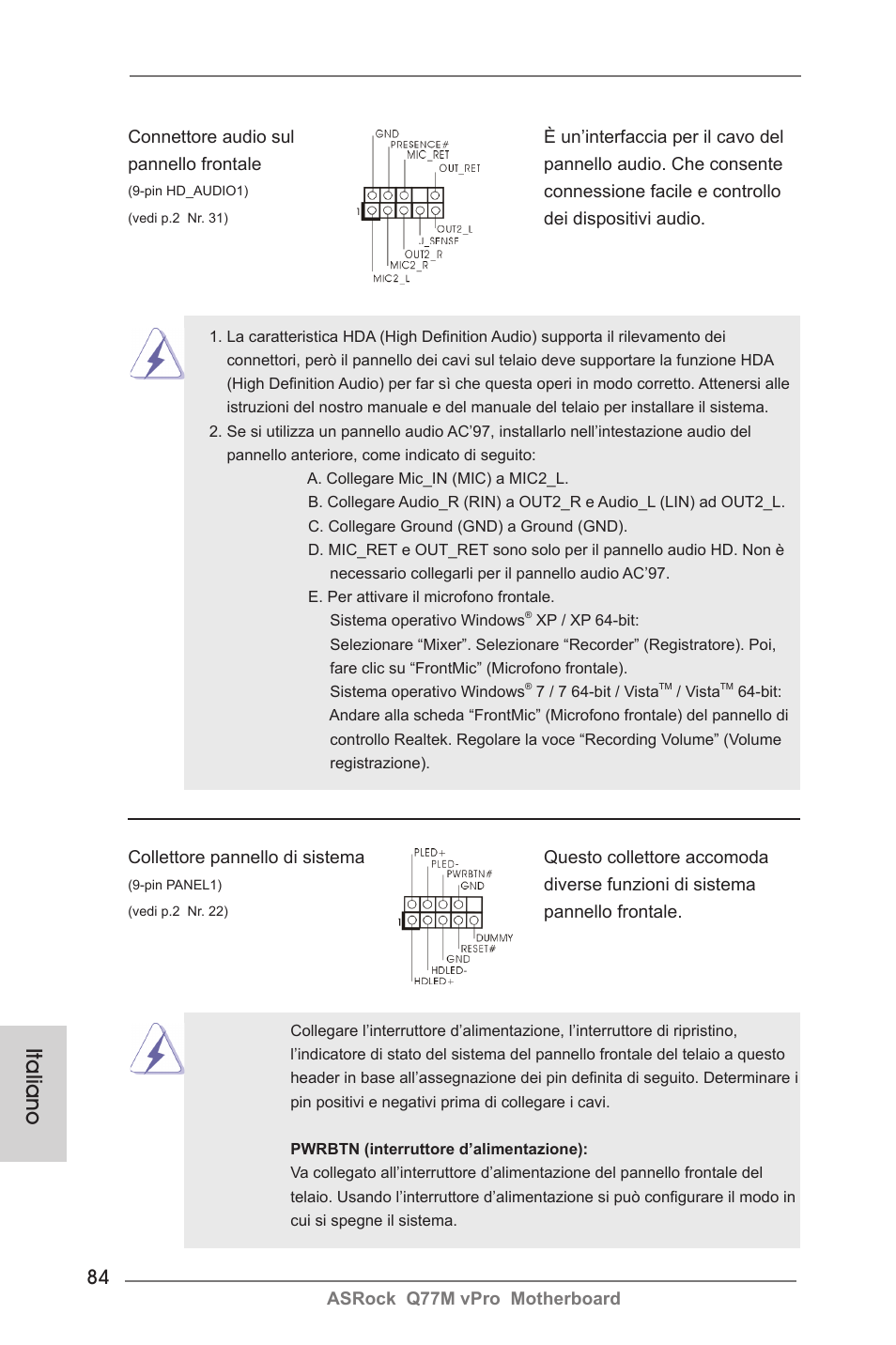 Italiano | ASRock Q77M vPro User Manual | Page 84 / 226