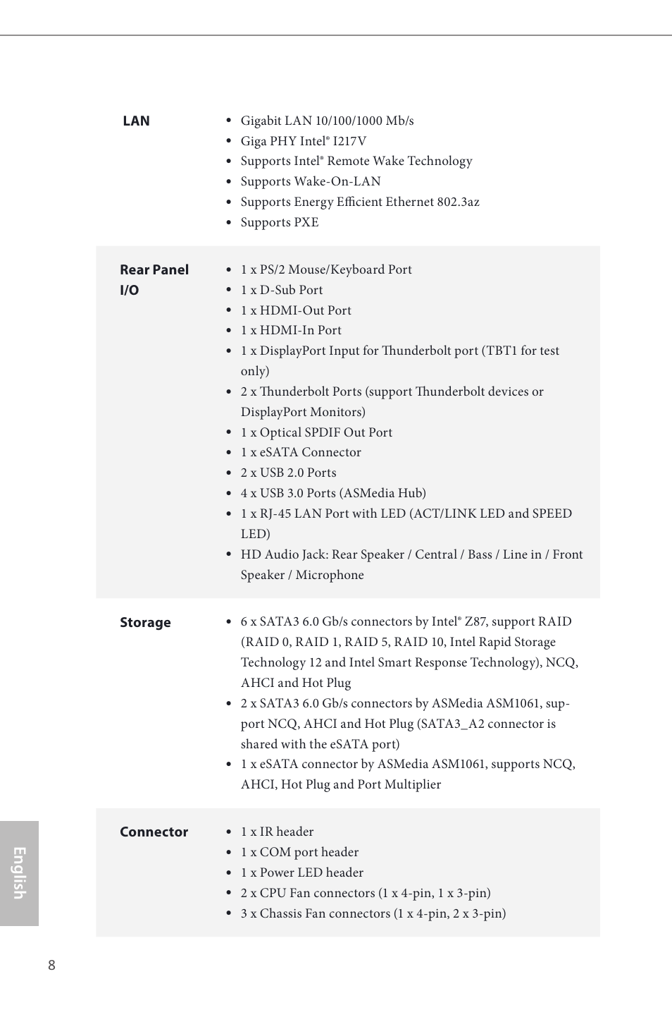 English | ASRock Z87 Extreme4__TB4 User Manual | Page 10 / 175