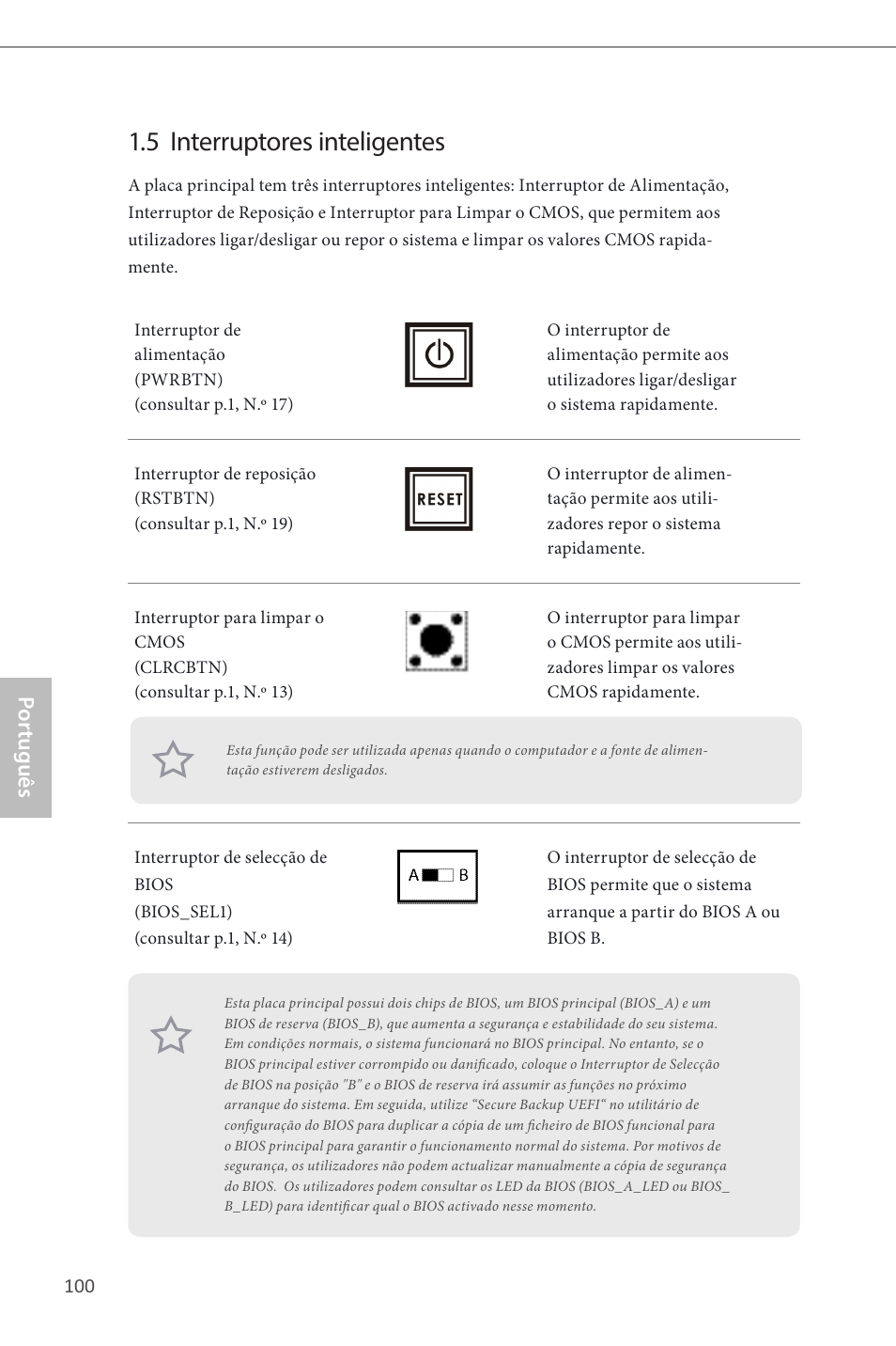 5 interruptores inteligentes, Por tuguês | ASRock Z87 Extreme4__TB4 User Manual | Page 102 / 175