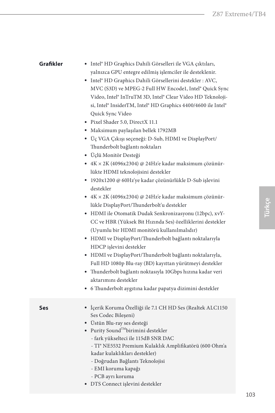 Z87 extreme4/tb4, Türk çe | ASRock Z87 Extreme4__TB4 User Manual | Page 105 / 175