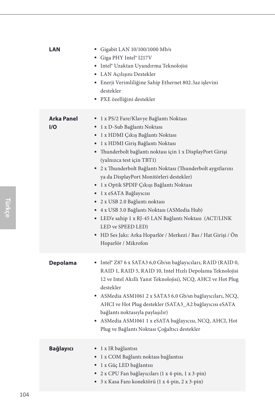 Türk çe | ASRock Z87 Extreme4__TB4 User Manual | Page 106 / 175