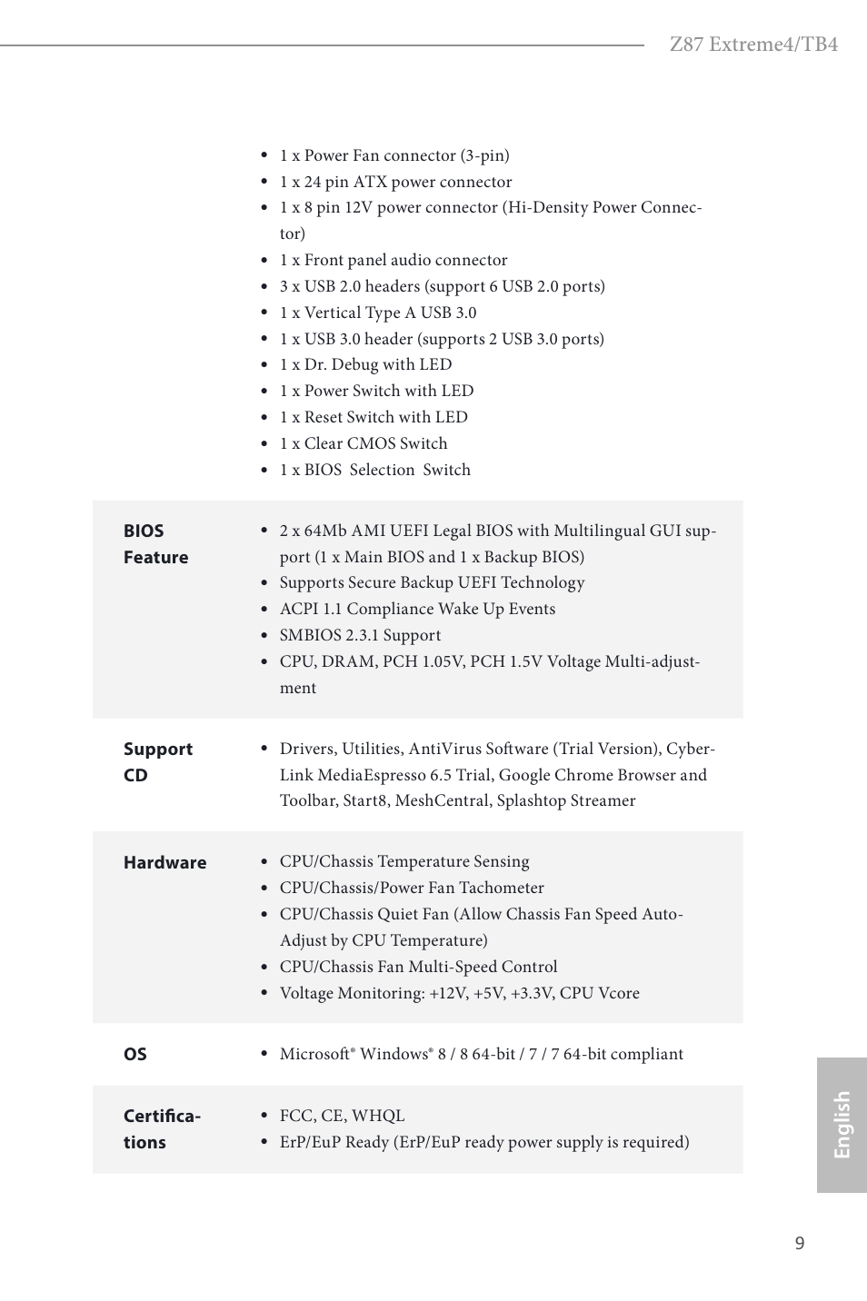 English z87 extreme4/tb4 | ASRock Z87 Extreme4__TB4 User Manual | Page 11 / 175