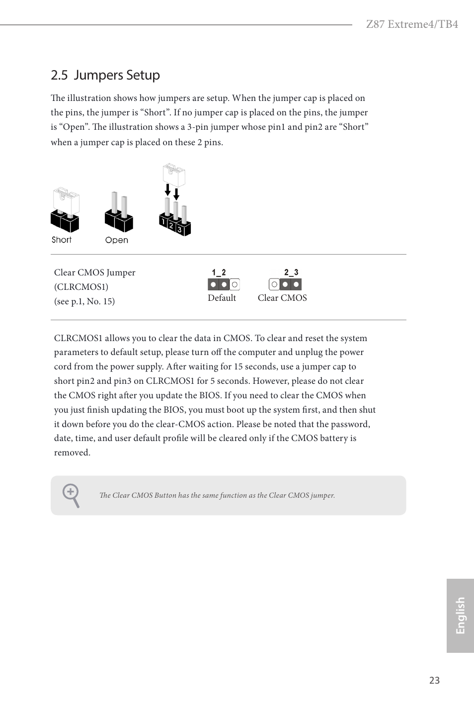 5 jumpers setup | ASRock Z87 Extreme4__TB4 User Manual | Page 25 / 175
