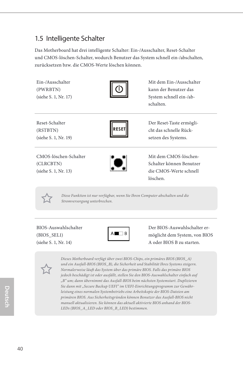 5 intelligente schalter, Deutsch | ASRock Z87 Extreme4__TB4 User Manual | Page 42 / 175