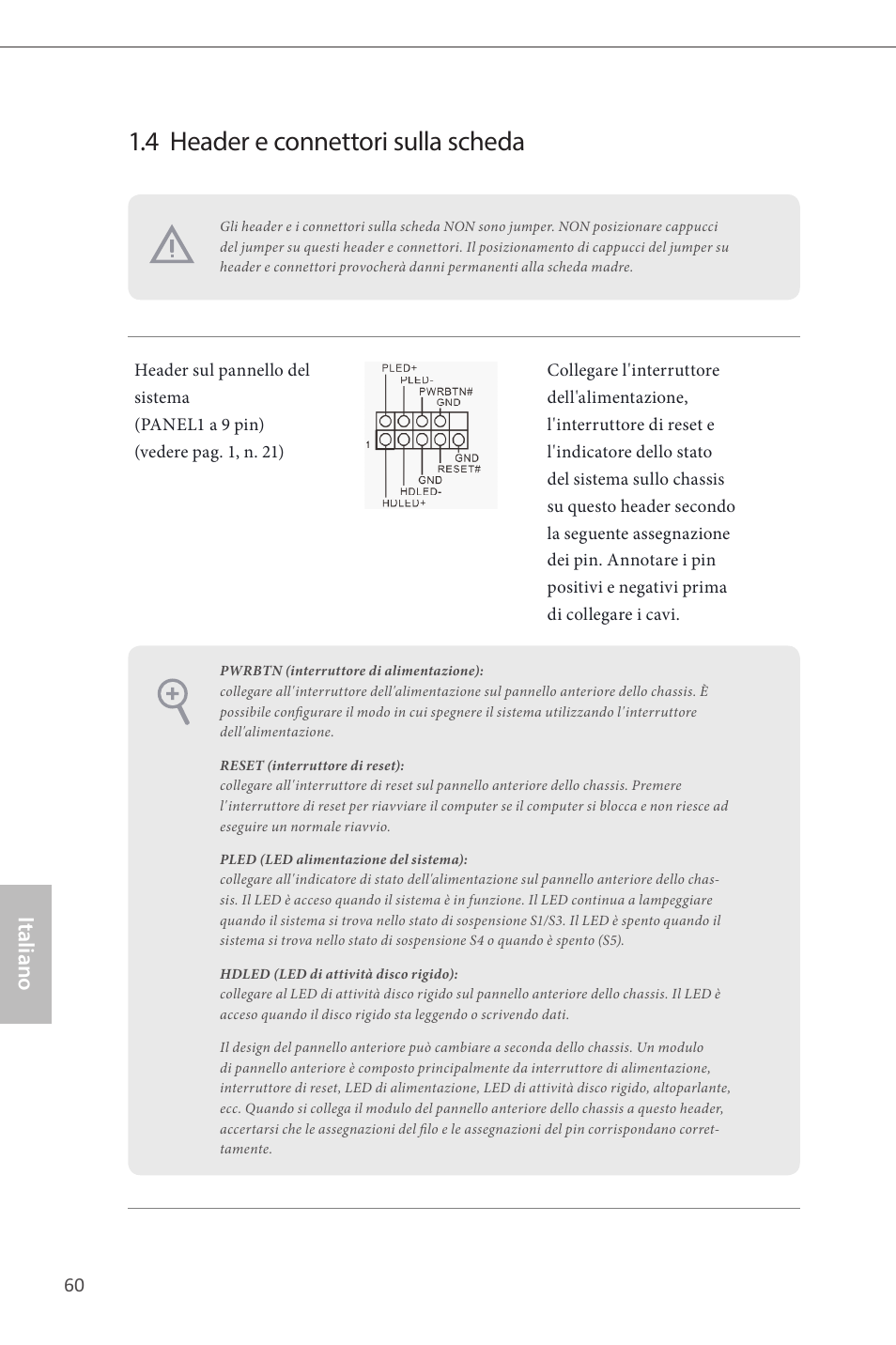 4 header e connettori sulla scheda, Italiano | ASRock Z87 Extreme4__TB4 User Manual | Page 62 / 175
