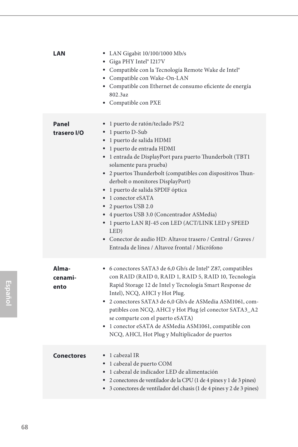 Español | ASRock Z87 Extreme4__TB4 User Manual | Page 70 / 175