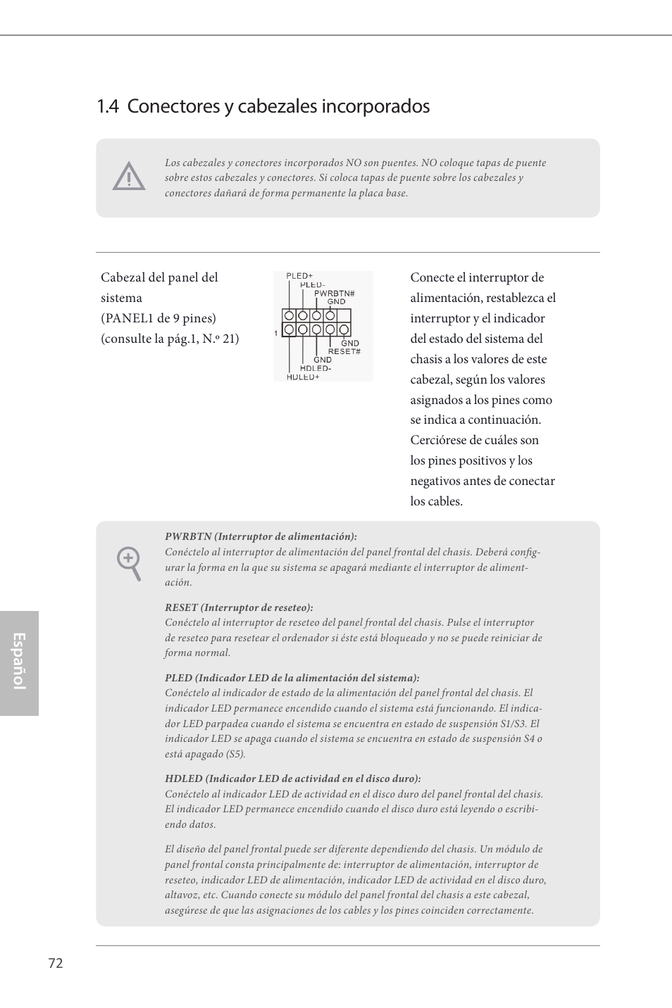 4 conectores y cabezales incorporados, Español | ASRock Z87 Extreme4__TB4 User Manual | Page 74 / 175