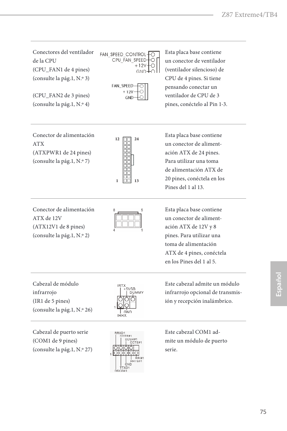 Z87 extreme4/tb4, Español | ASRock Z87 Extreme4__TB4 User Manual | Page 77 / 175