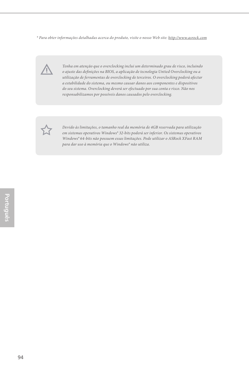 Por tuguês | ASRock Z87 Extreme4__TB4 User Manual | Page 96 / 175